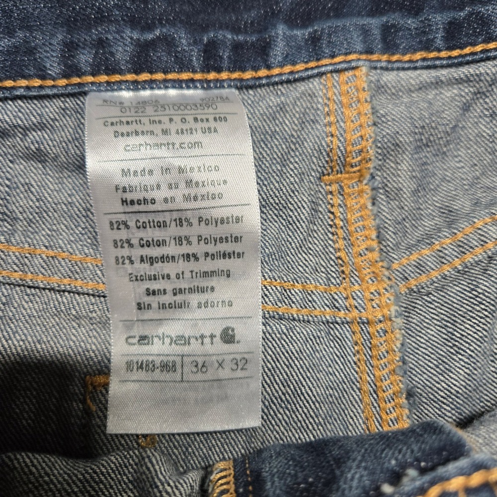 Carhartt Mens Relaxed Fit Straight Leg Blue Denim Jeans 101483-868 36x32 - Picture 2 of 5